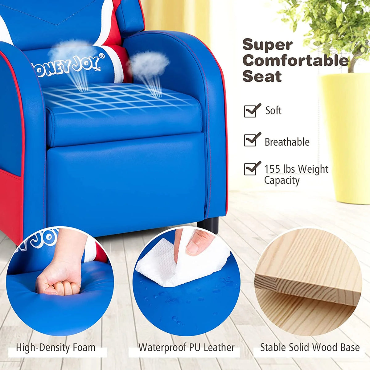 Kids Recliner Gaming Chair with Side Pocket A995881