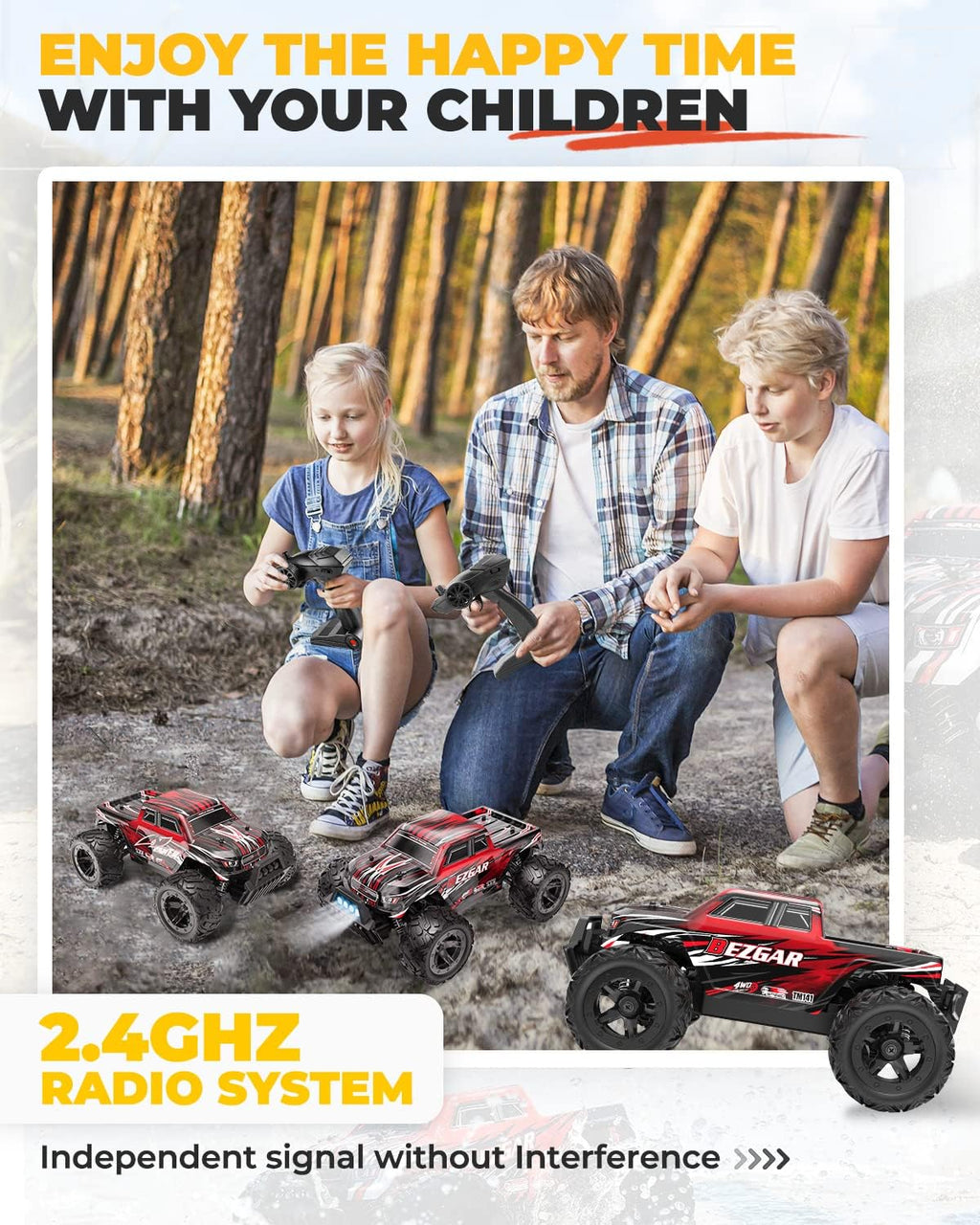 RC Cars 1:14 Scale Remote Control Car, 4WD Top Speed 25 Km/h Electric Toy Off Road RC Car Truck Crawler with Two Rechargeable Batteries F43500