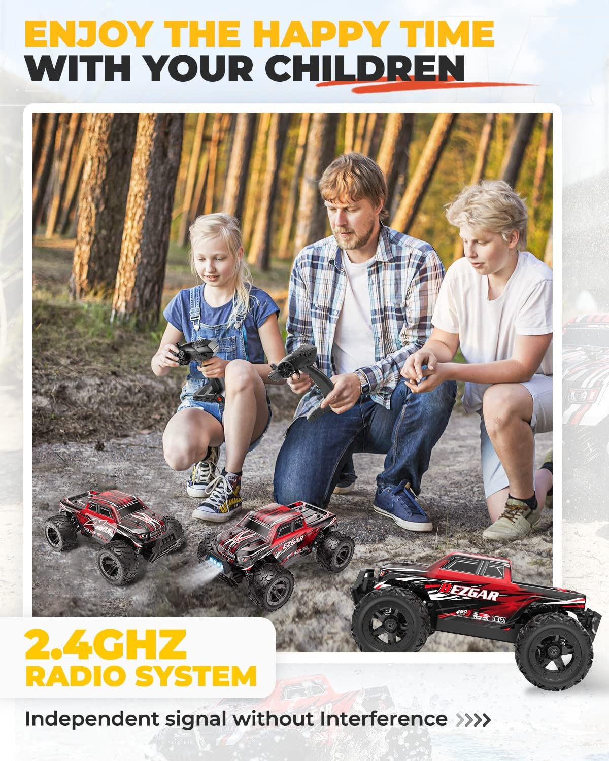 RC Cars 1:14 Scale Remote Control Car, 4WD Top Speed 25 Km/h Electric Toy Off Road RC Car Truck Crawler with Two Rechargeable Batteries F43500