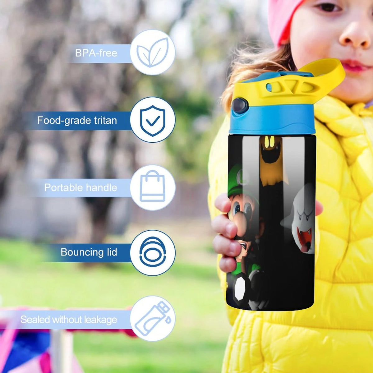 Insulated Stainless Steel Water Bottle with Straw A7586