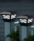 Black Solar Post Cap Lights Set of Two X876