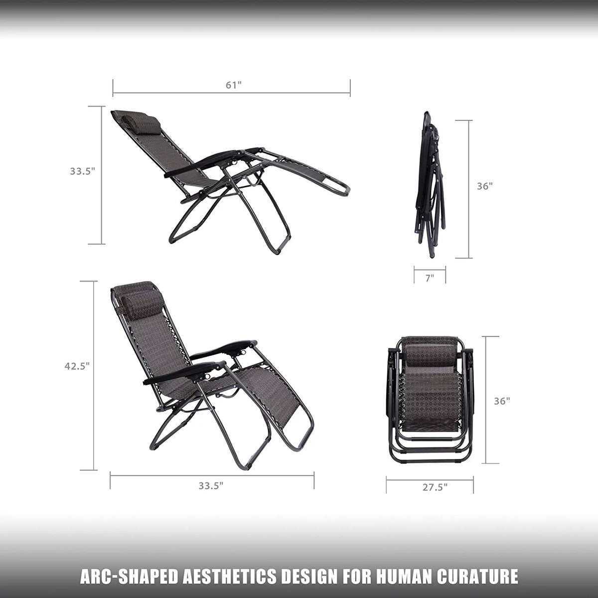 2-pack Zero Gravity Chair Folding Adjustable Recliners E43568