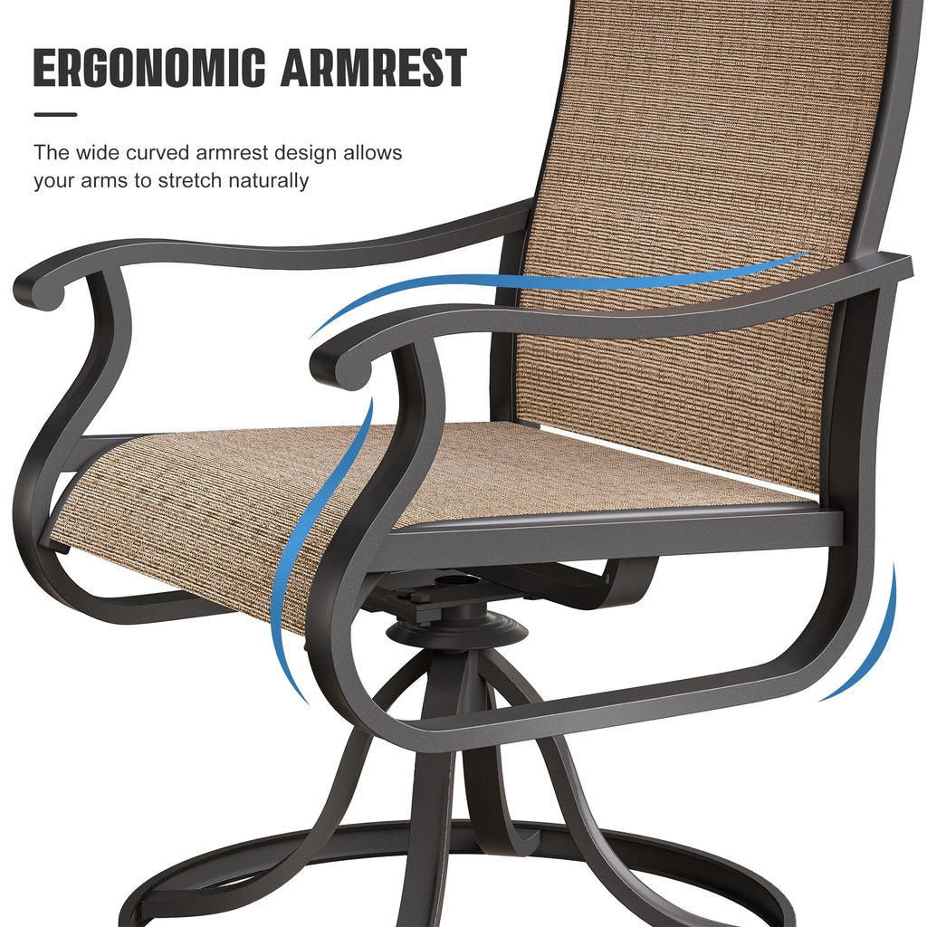 Khaki Swivel Outdoor Chairs Set of 2 G69548