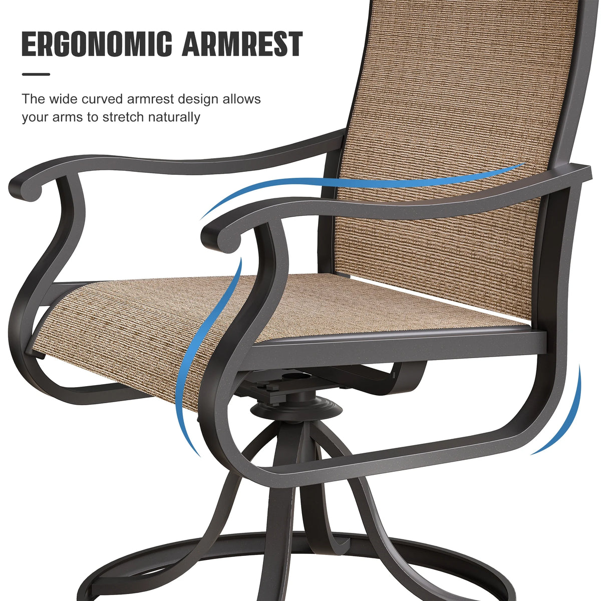 Khaki Swivel Outdoor Chairs Set of 2 G69548