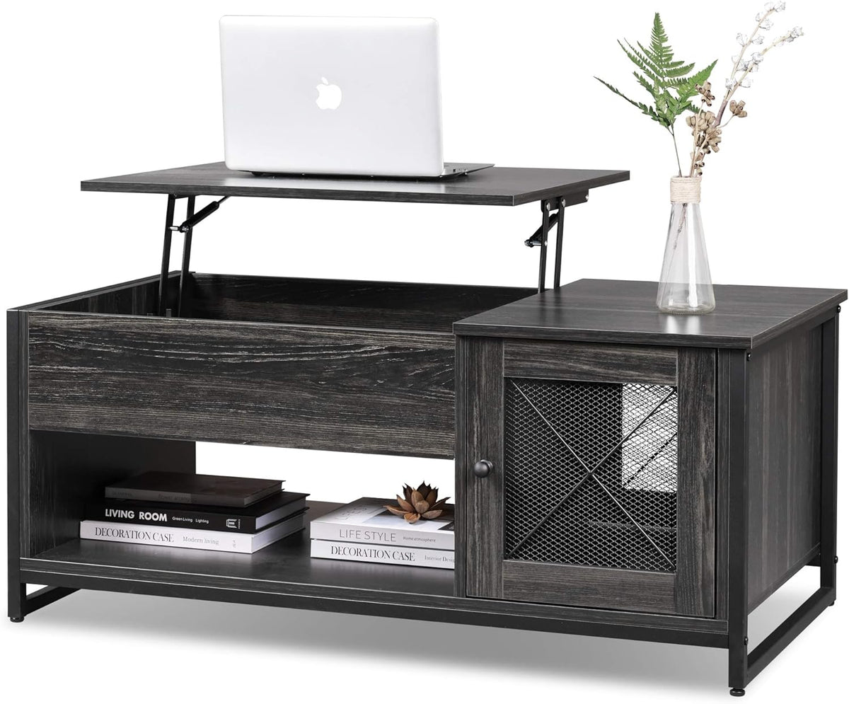 Industrial Lift Top Coffee Table with Hidden Compartment W390036