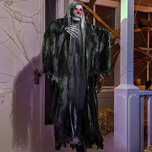 Hanging Grim Reaper Halloween Decoration with Glowing Eyes and Sound Z8807