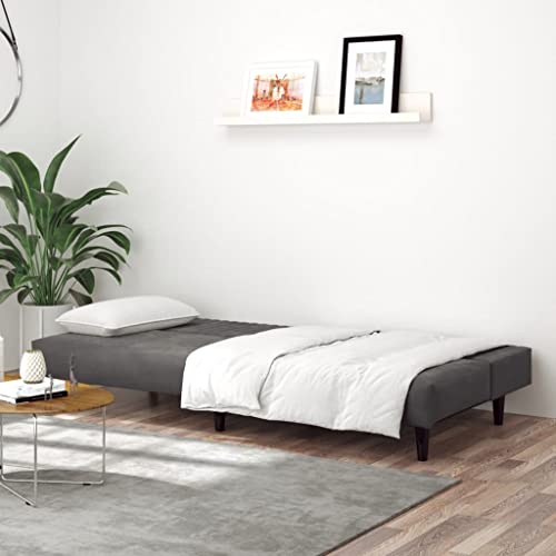 Dark Gray Velvet 2-Seater Sofa Bed X5555