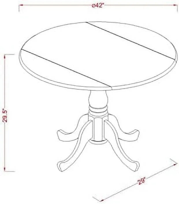 Round Solid Wood Dining Table with Dropleaf 42x42 Inch K161