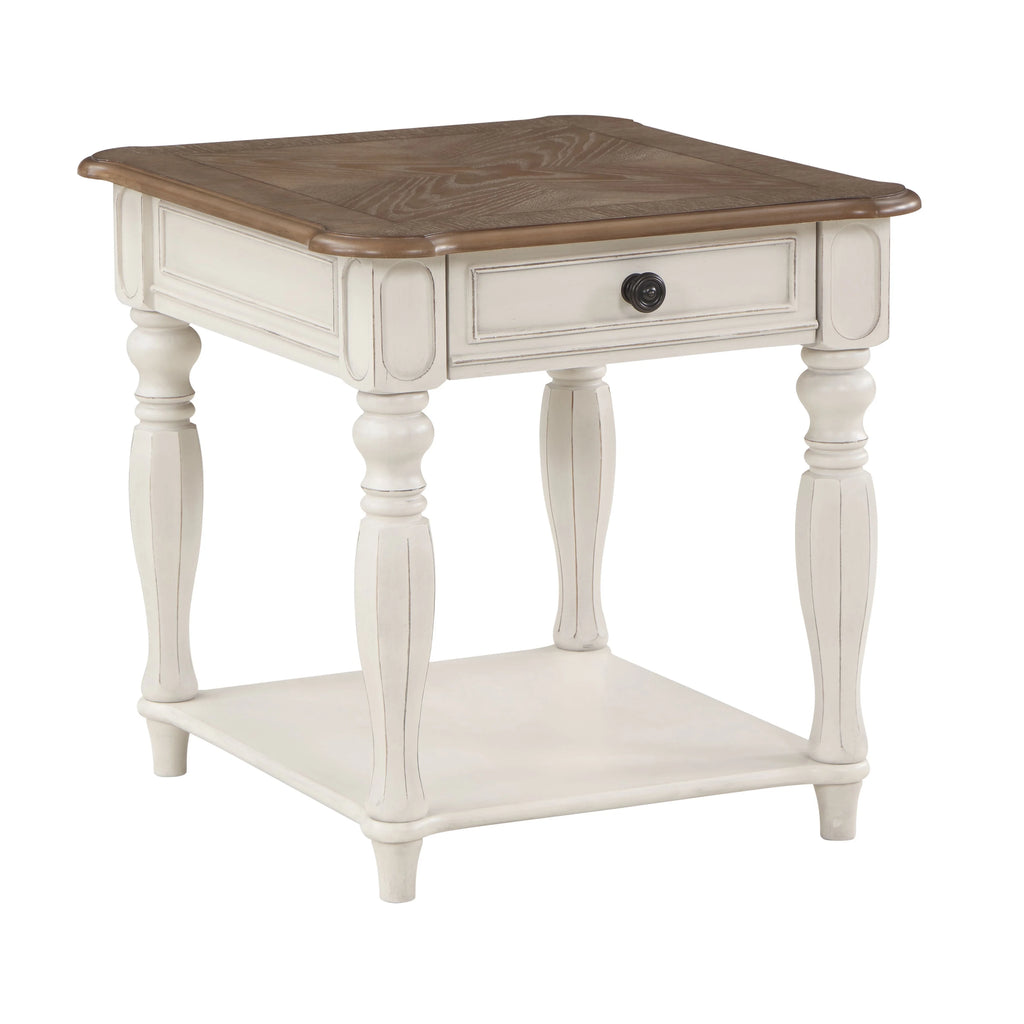 Oak and Antique White End Table Q564630