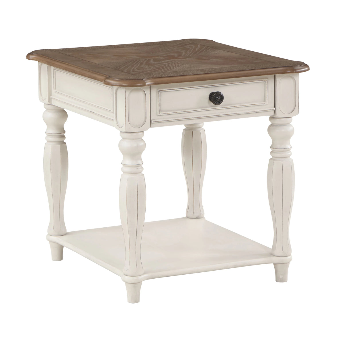 Oak and Antique White End Table Q564630