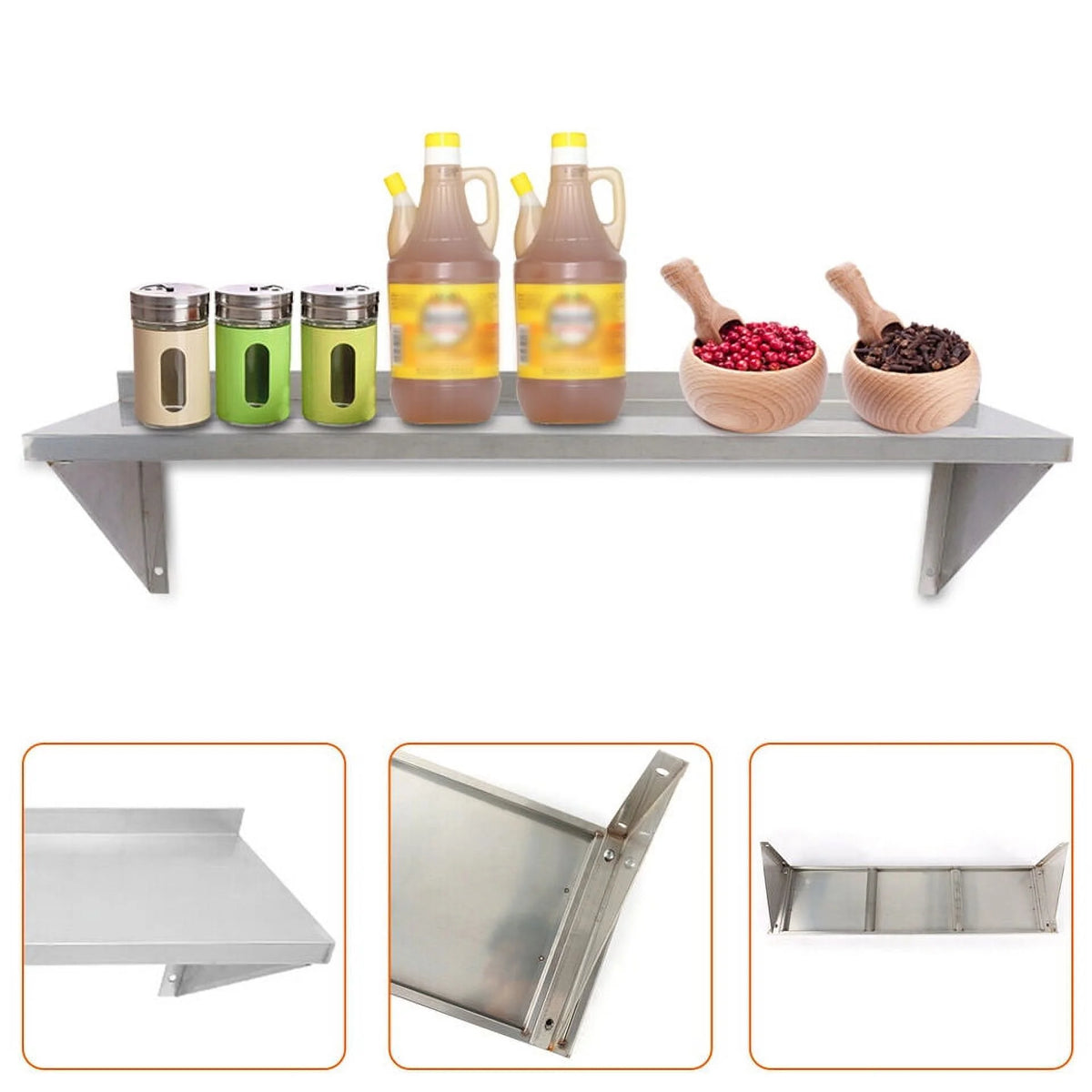 Stainless Steel 12'' x 36'' Kitchen Wall Shelf Q51300