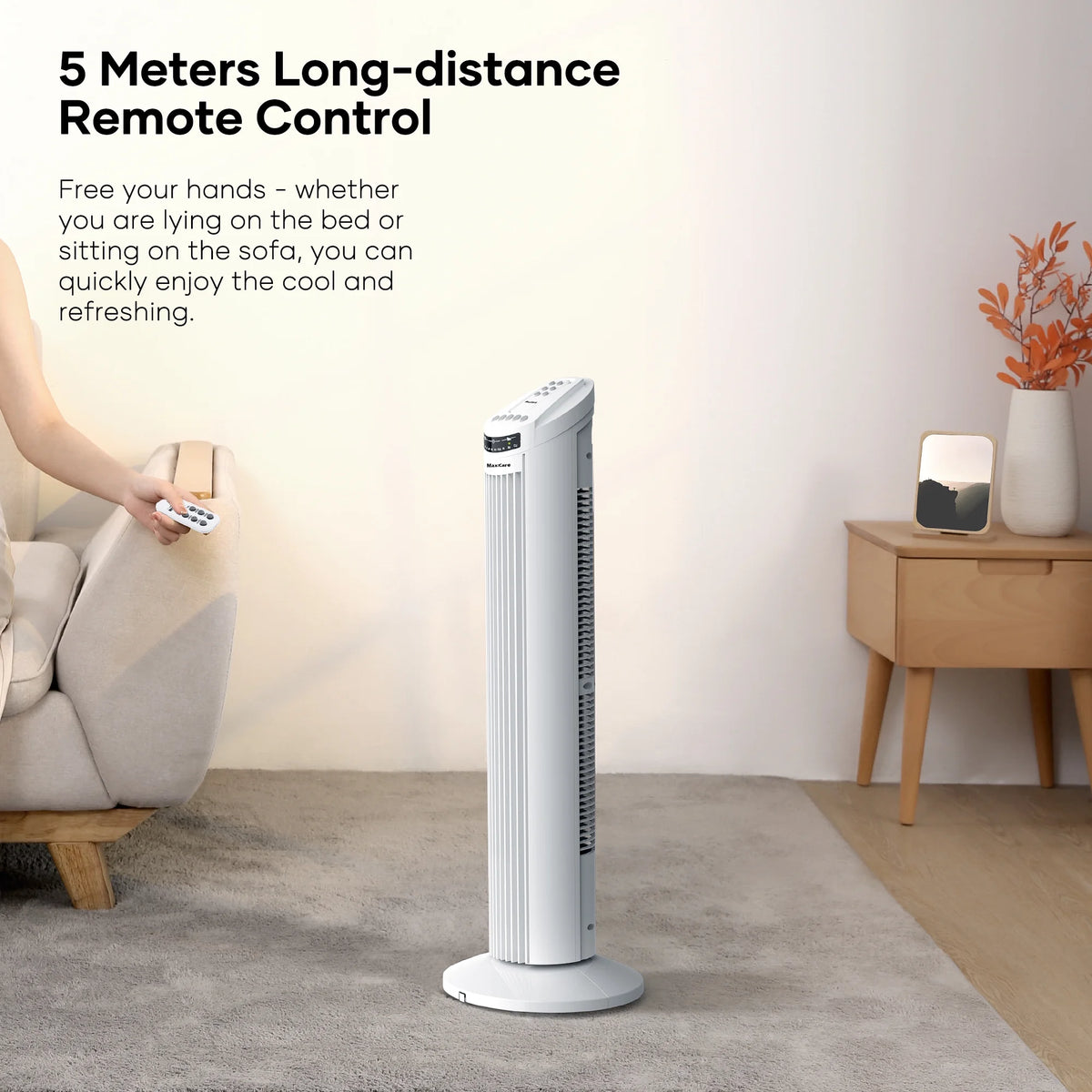 30 Tower Fan Oscillating Fan 60dB Quiet Cooling Fan with Remote Control 3 Speeds 3 Wind Modes Timer White D920769