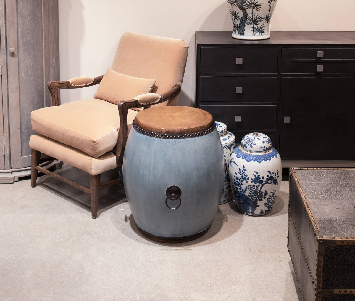 Blue Drum End Table W851333