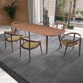 Large Walnut Wood Dining Table with Solid Wood Legs Q1105