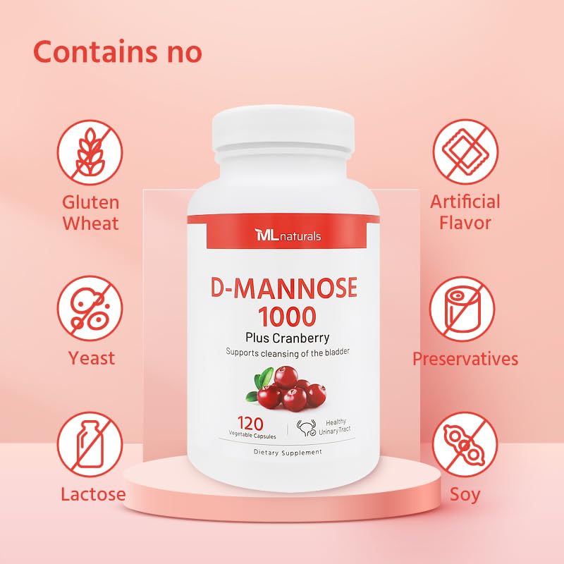 D-Mannose 1000 mg, Cranberry 2500 mg/serving, 120 Vegetable Capsule K775624