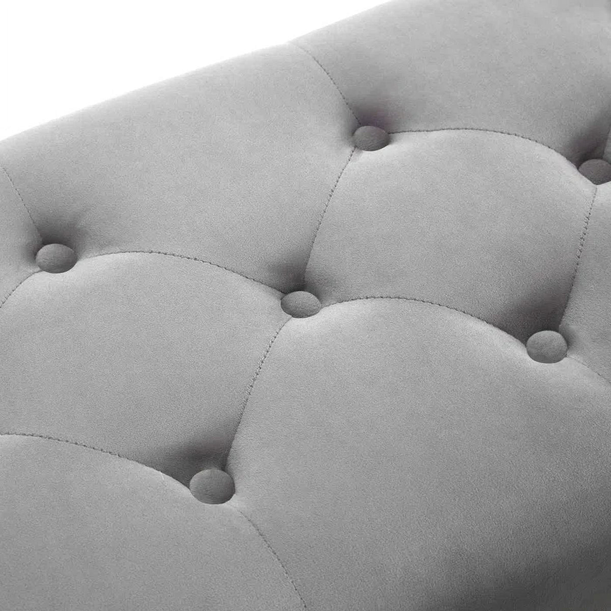 Gray and Golden Velvet Ottoman with Metal Base P714841