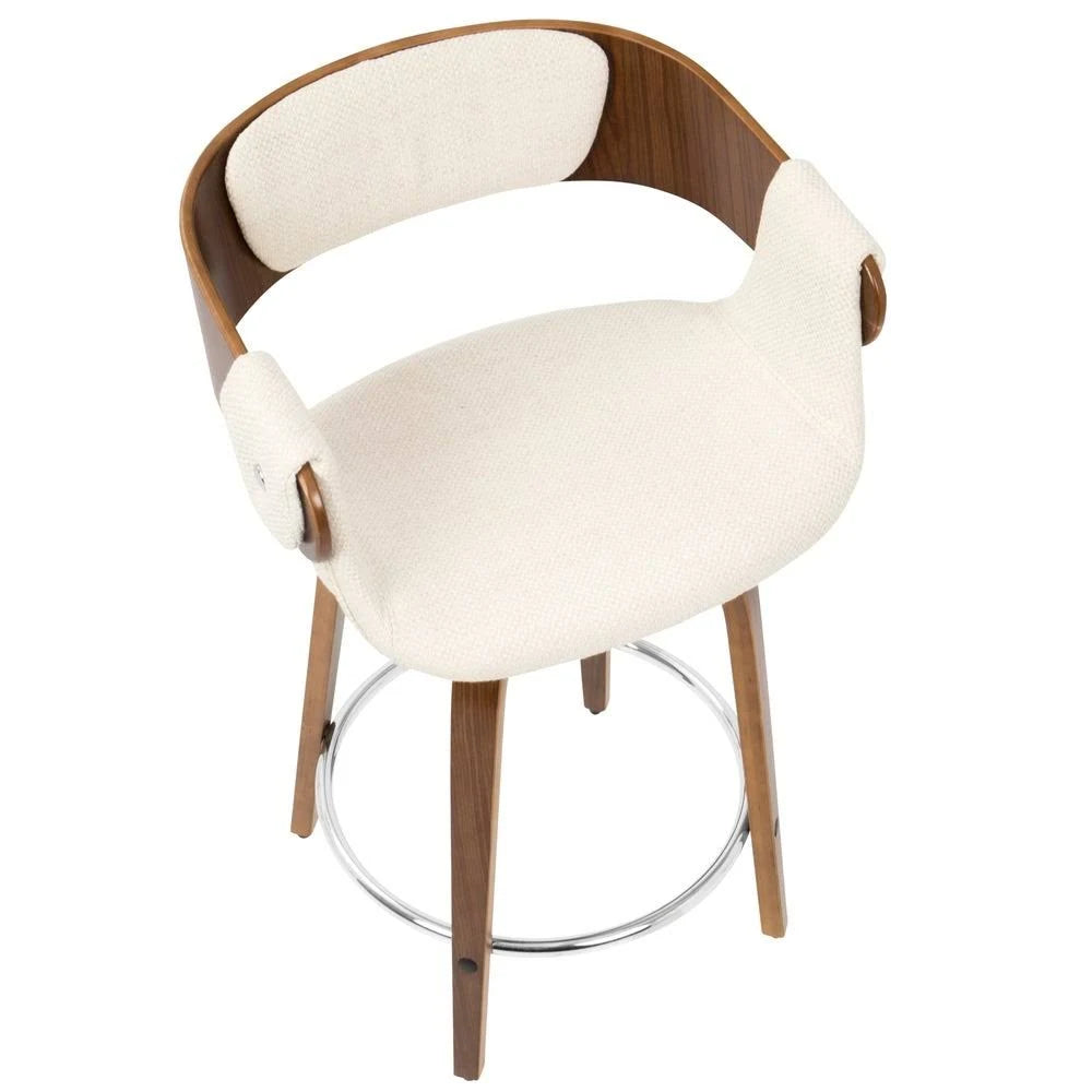 Set of 2 Counter Stool Cream Walnut C5695