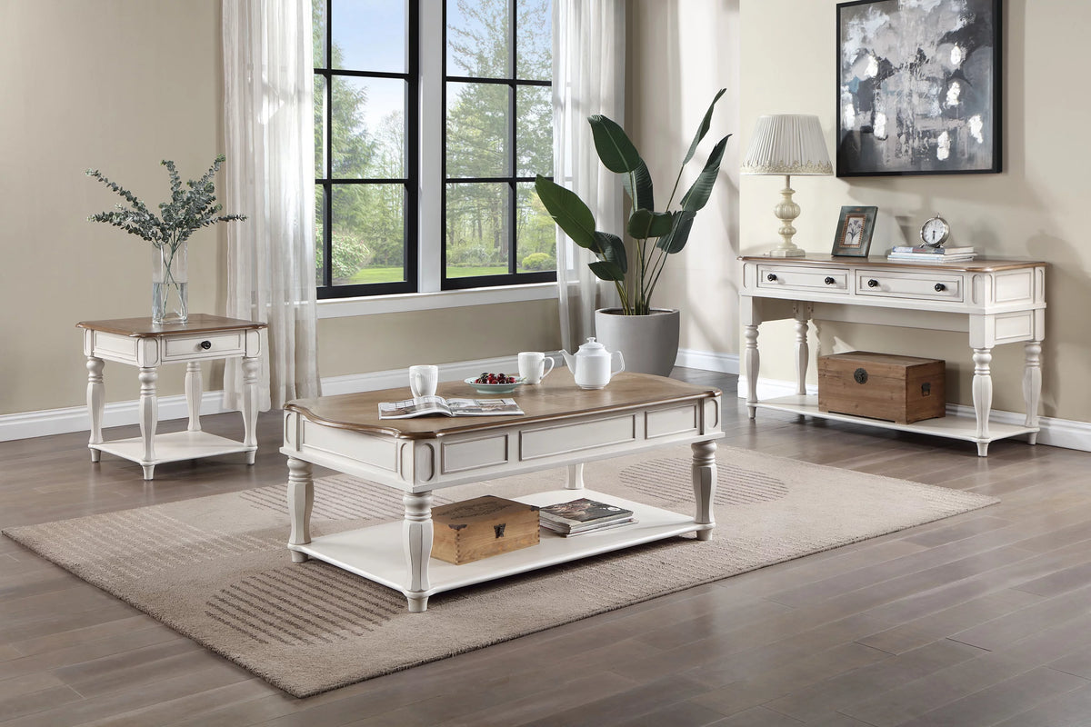 Oak and Antique White End Table Q564630