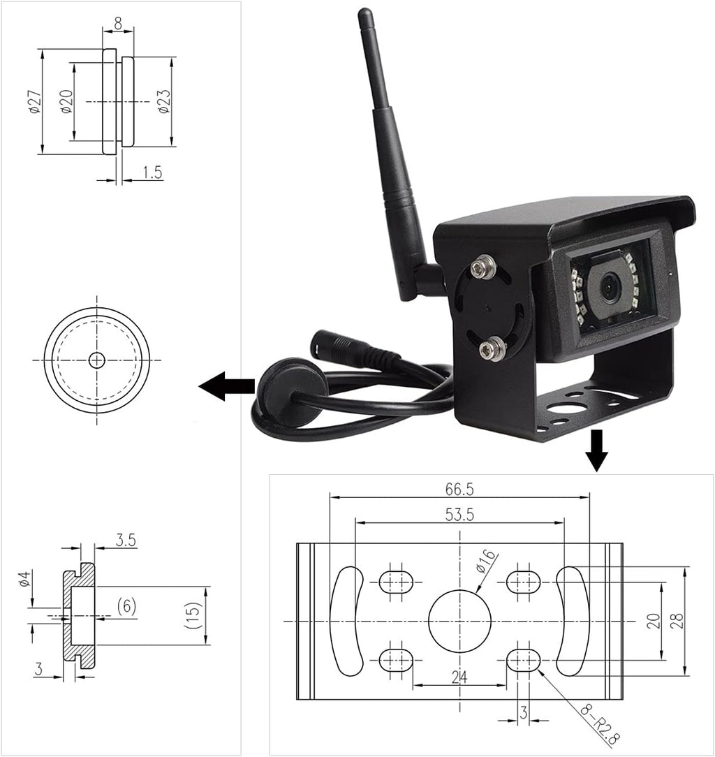 Wireless RV Backup Camera System 7'' Monitor with Infrared Night Vision I499