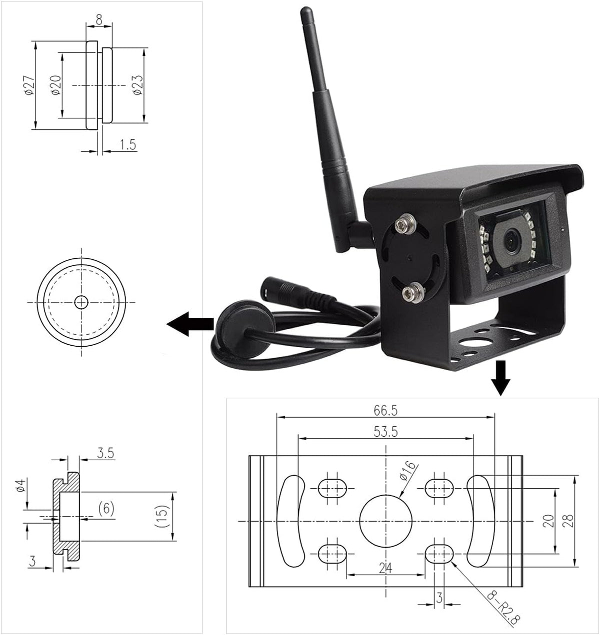 Wireless RV Backup Camera System 7'' Monitor with Infrared Night Vision I499