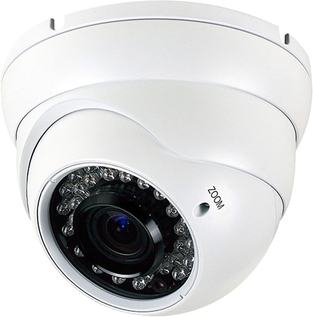 Analog CCTV Dome Camera, 2.8mm-12mm Varifocal Lens, Weatherproof Metal Housing W85414