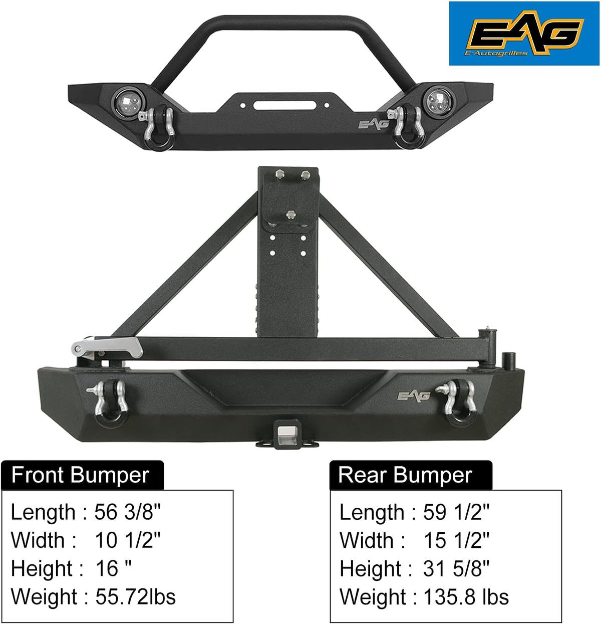 Front LED Bumper and Rear Bumper with Assembled Tire Carrier Z462