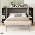 White Solid Wood Murphy Bed with Bookcase and Drawers K5829