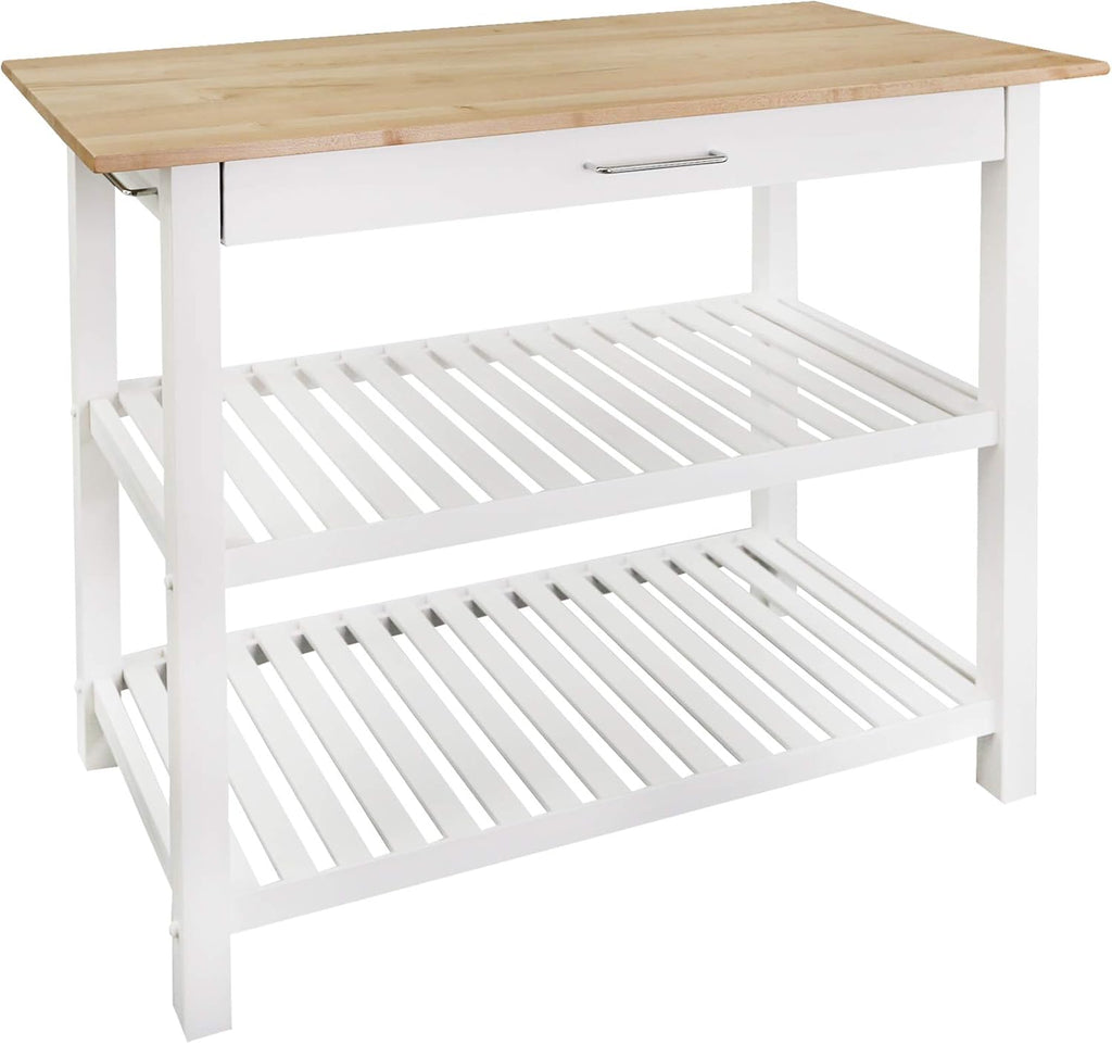 Natural White Kitchen Island with Hardwood Top Q12365