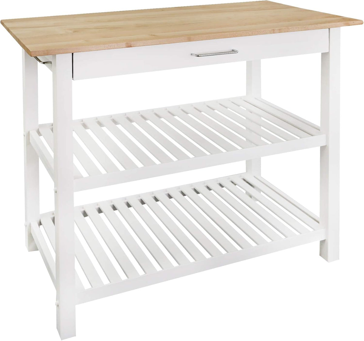 Natural White Kitchen Island with Hardwood Top Q12365