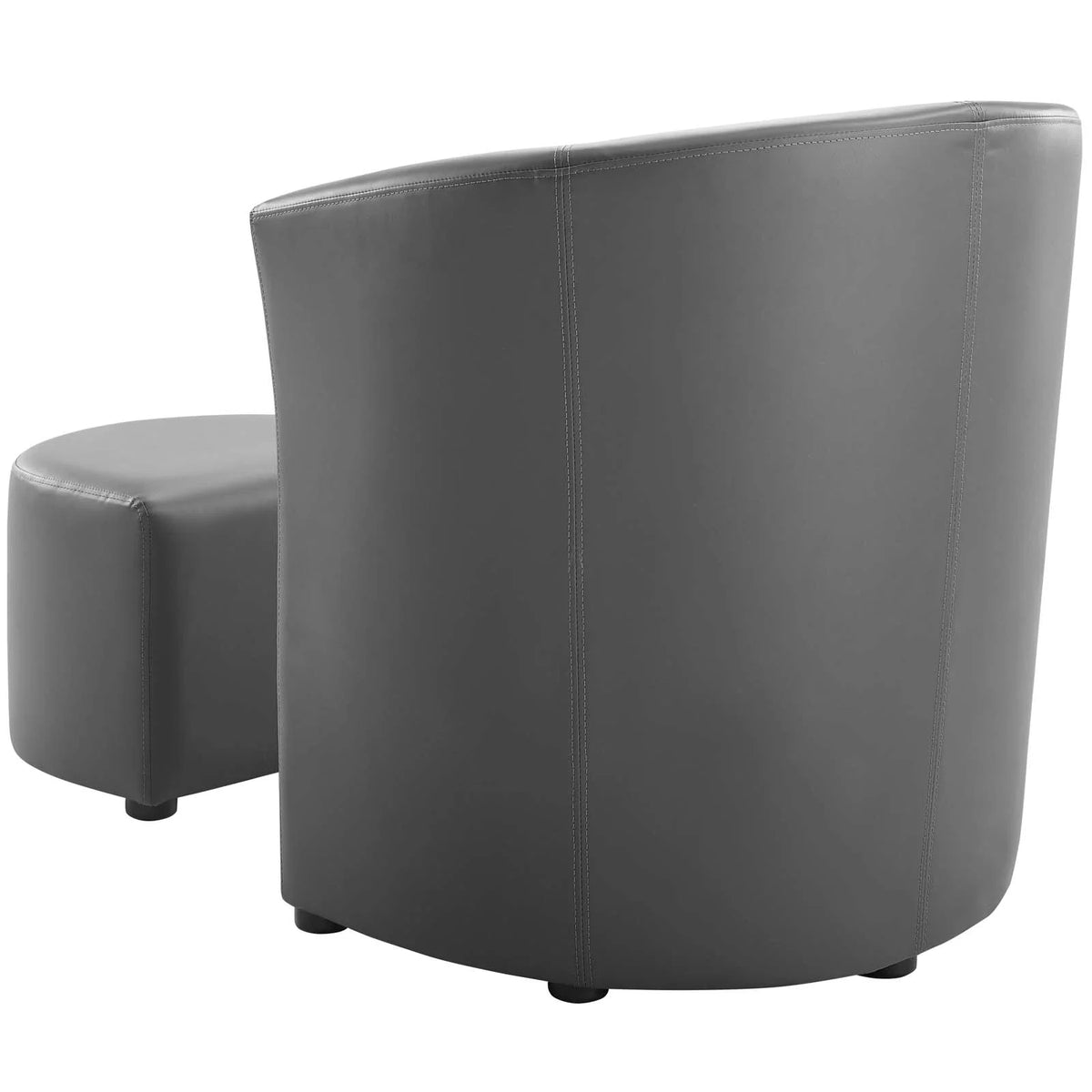 Grey Faux Leather Armchair and Ottoman F1868
