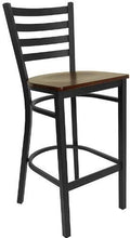 Black Ladder Back Metal Restaurant Barstool U891058
