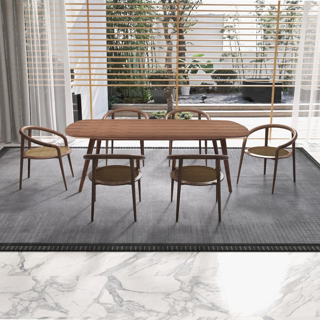 Large Walnut Wood Dining Table with Solid Wood Legs Q1105