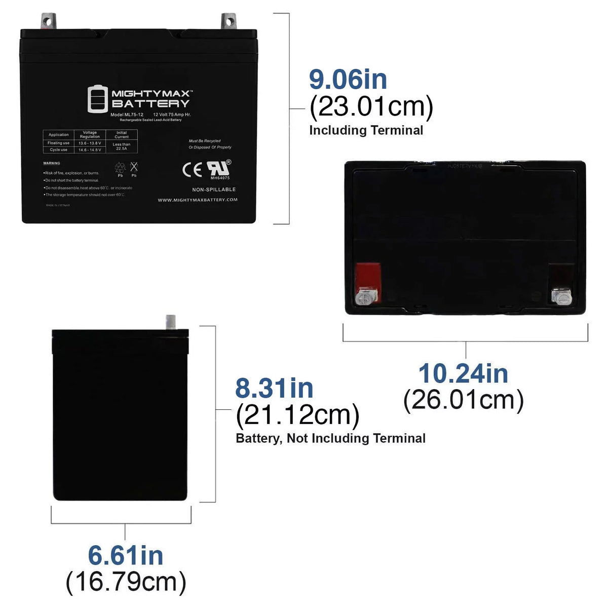 12V 75Ah SLA Battery Y806