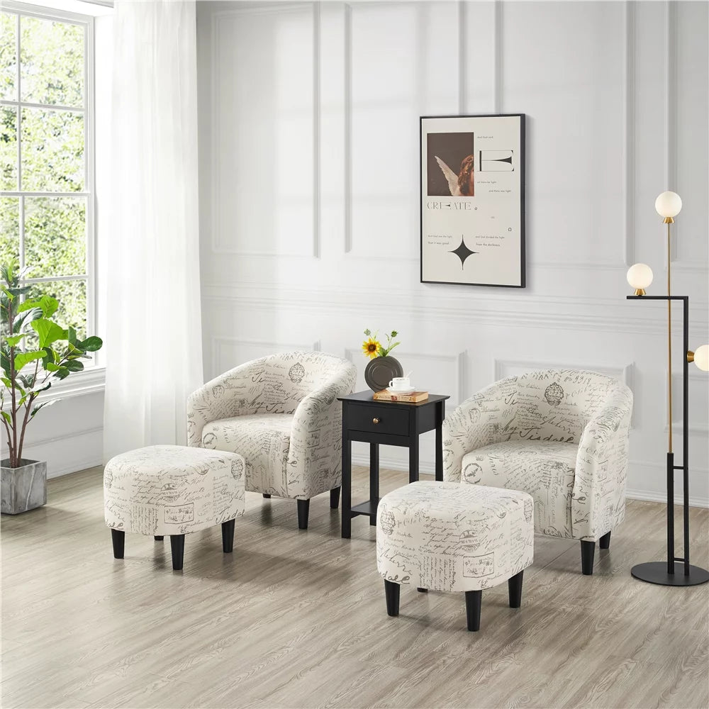 Fabric Accent Arm Chair and Ottoman Set Z272711