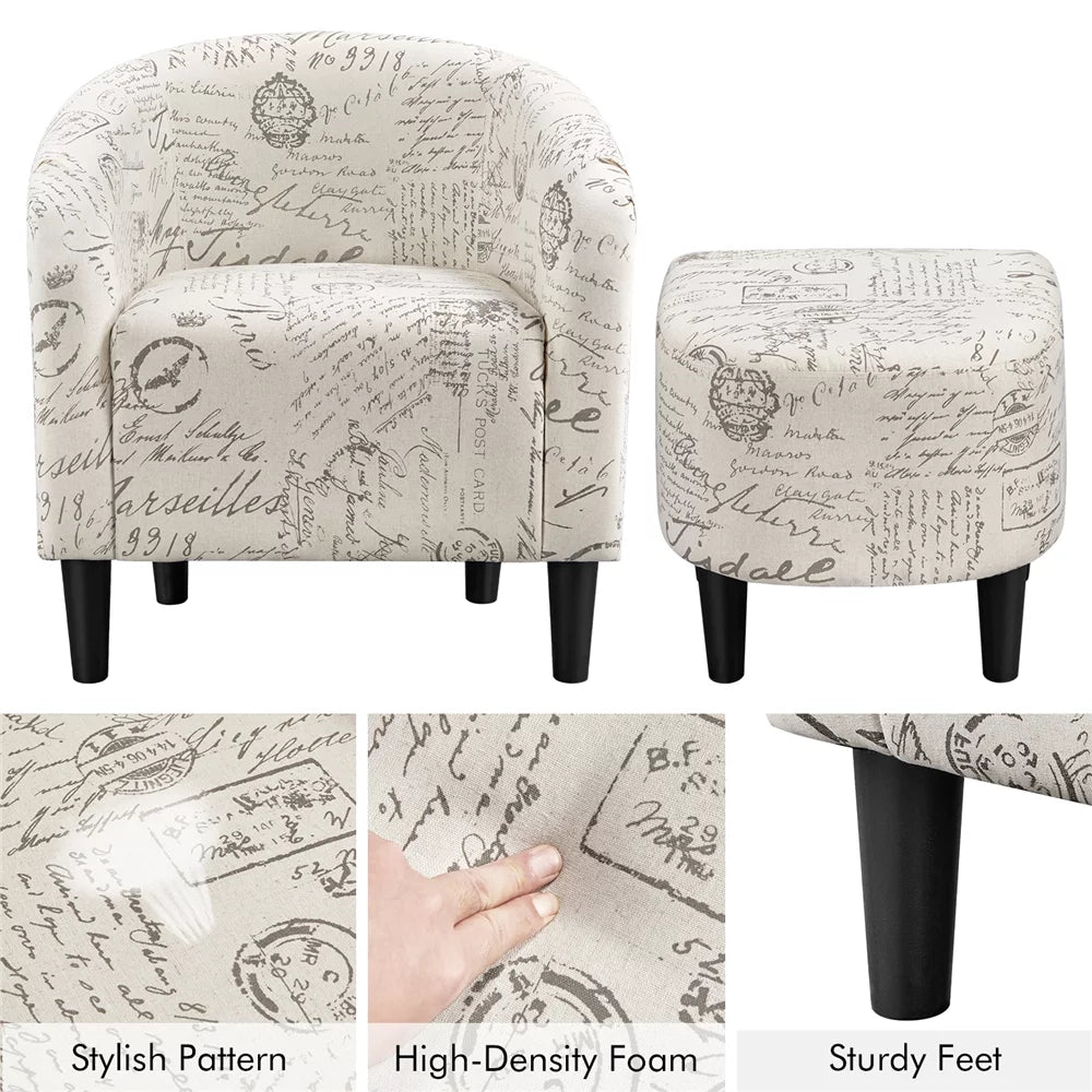 Fabric Accent Arm Chair and Ottoman Set Z272711