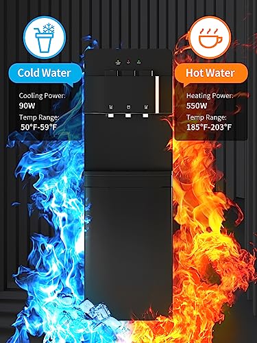 Black Bottom Loading Water Cooler Dispenser with 3 Temperature Settings I699841
