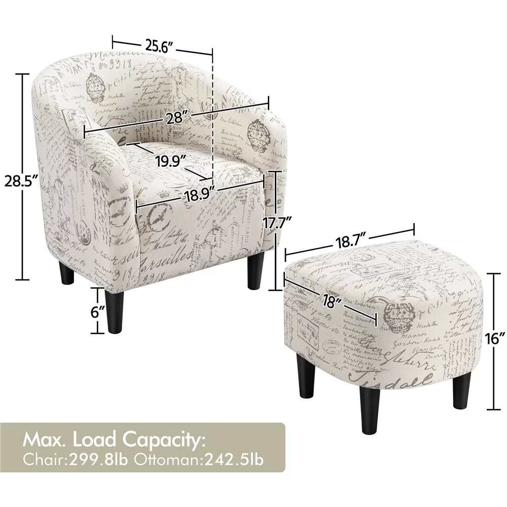 Fabric Accent Arm Chair and Ottoman Set Z272711