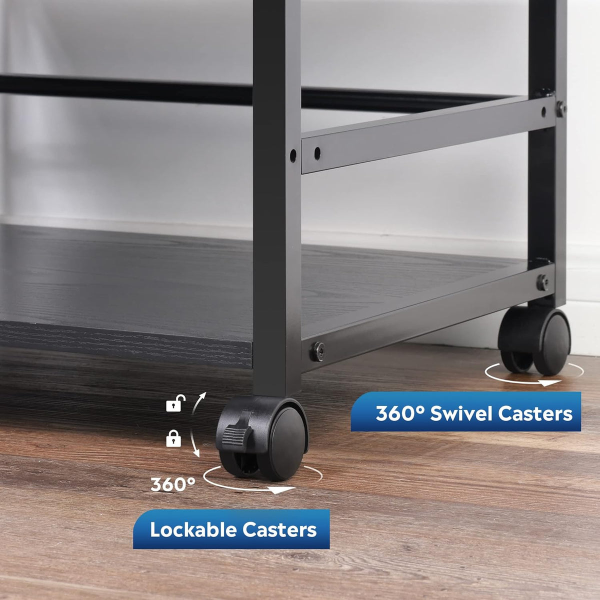 Black Mobile 3-Shelf Printer Stand with Adjustable Shelves Z1984