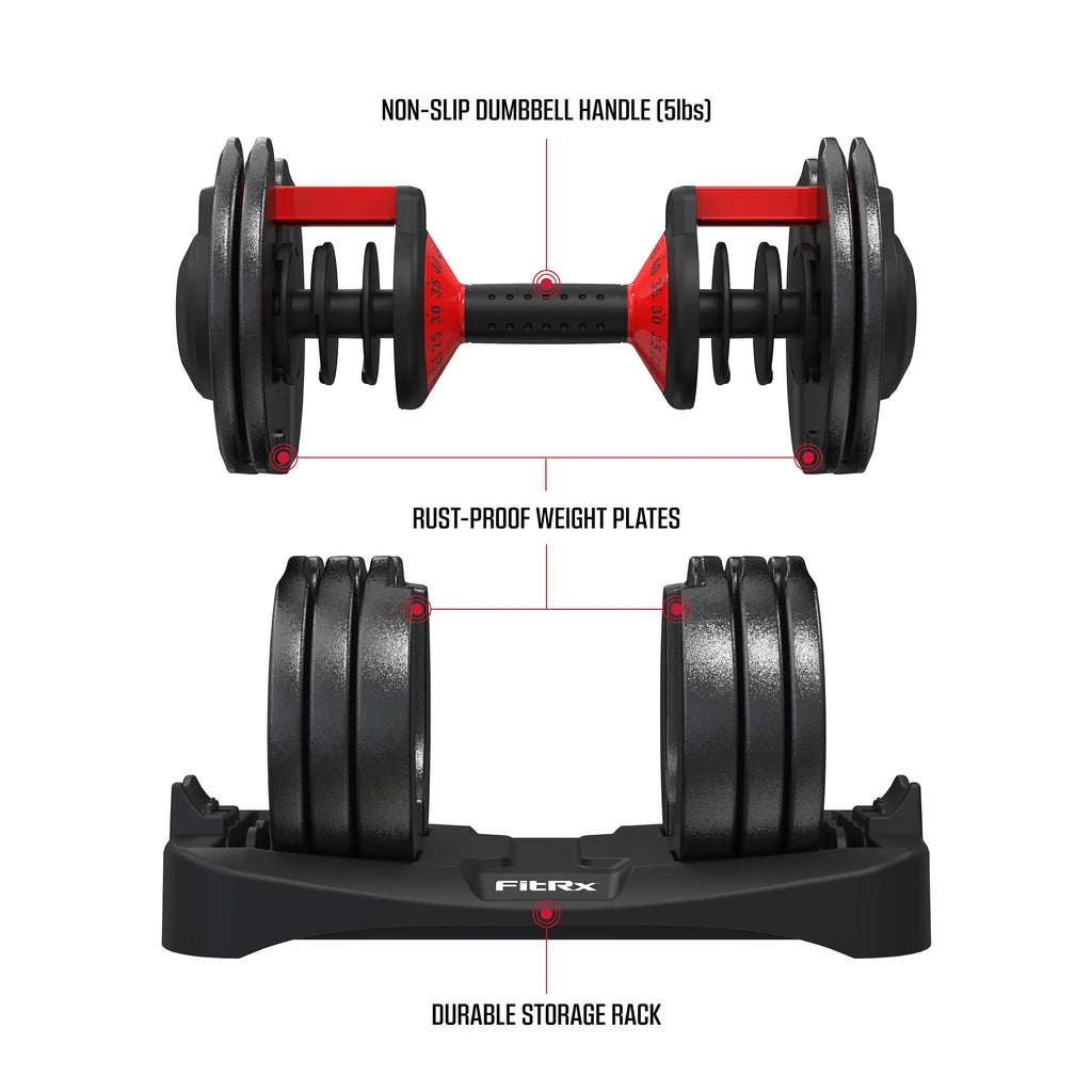 Adjustable Dumbbell 10-90 lbs Black Single Q16139