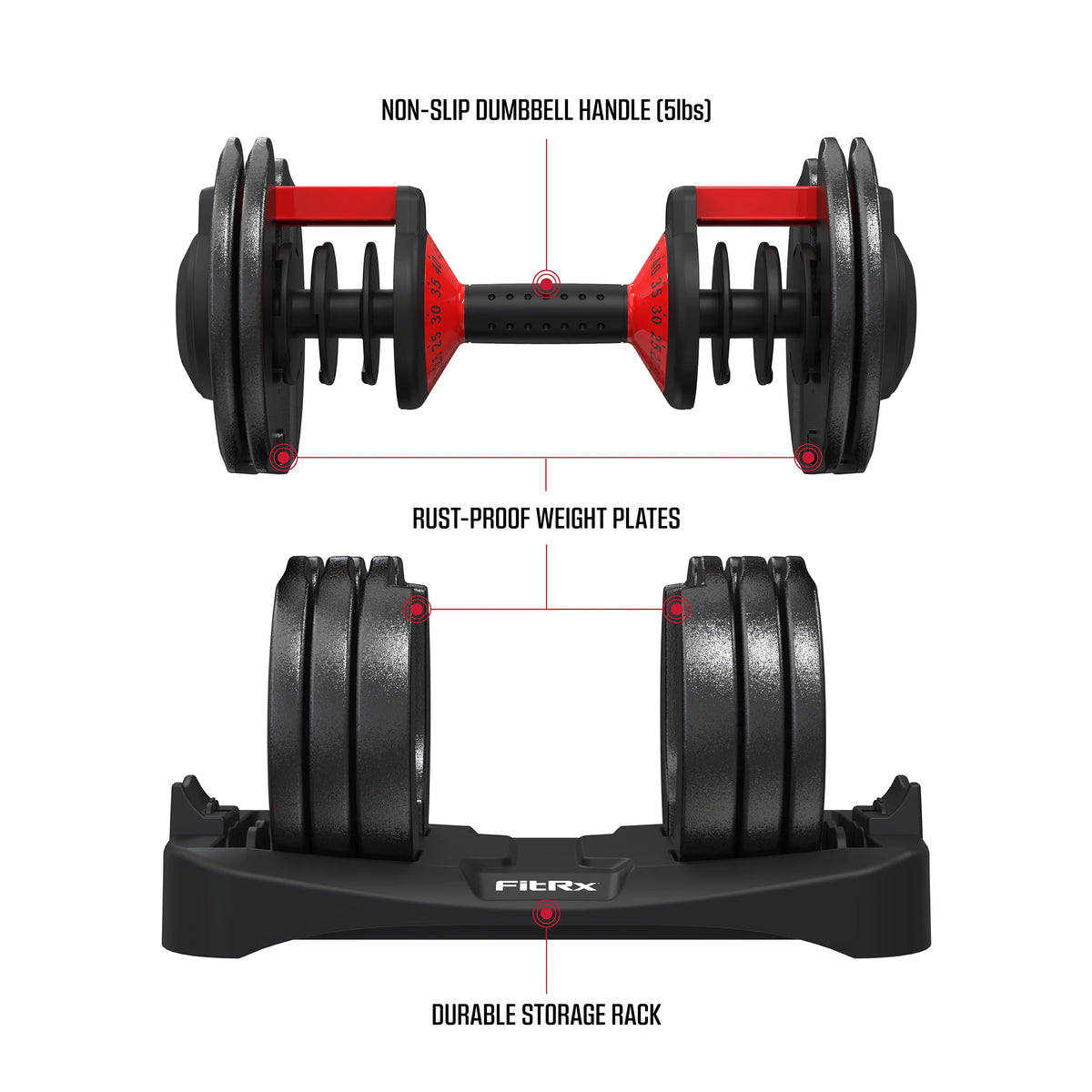 Adjustable Dumbbell 10-90 lbs Black Single Q16139