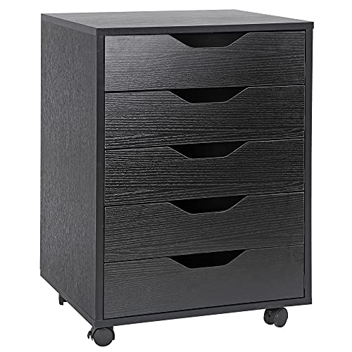White 5 Drawer Mobile File Cabinet with Casters N62574