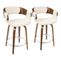 Set of 2 Counter Stool Cream Walnut C5695