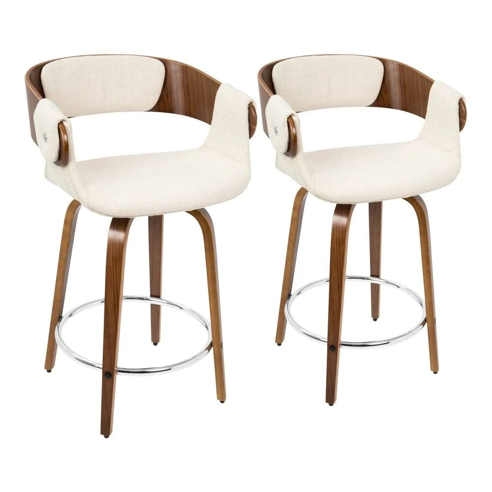 Set of 2 Counter Stool Cream Walnut C5695