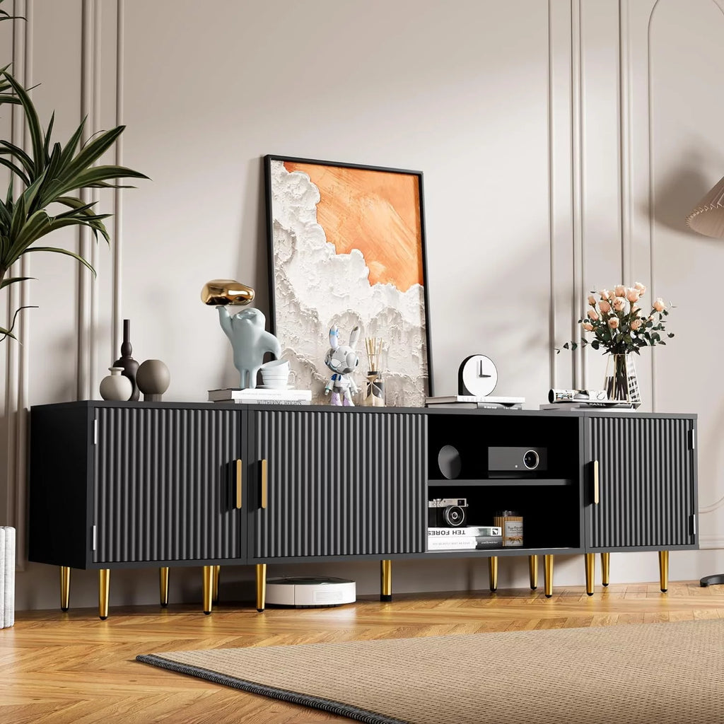 White TV Stand with Storage Cabinet Q218