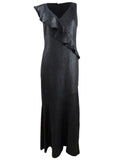 Metallic Ruffle-Trim Gown H69029