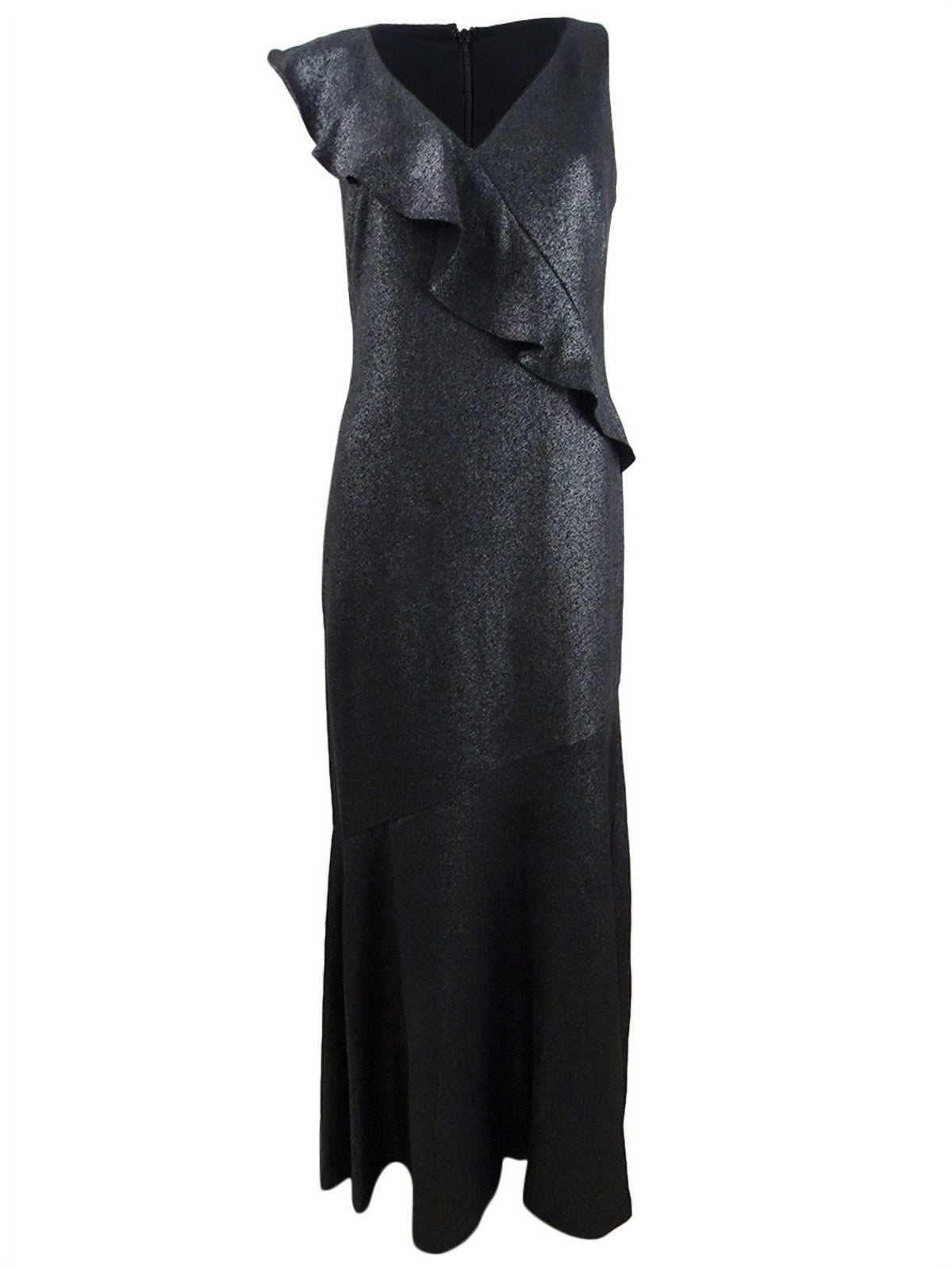 Metallic Ruffle-Trim Gown H69029