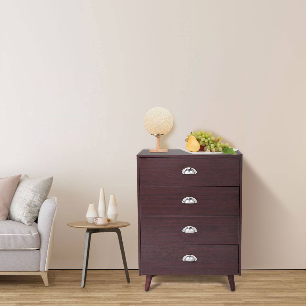 Brown 4 Drawer Nightstand Cabinet H31731