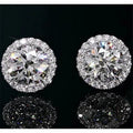 2 CT Diamond Halo Stud Earrings White Gold B4606
