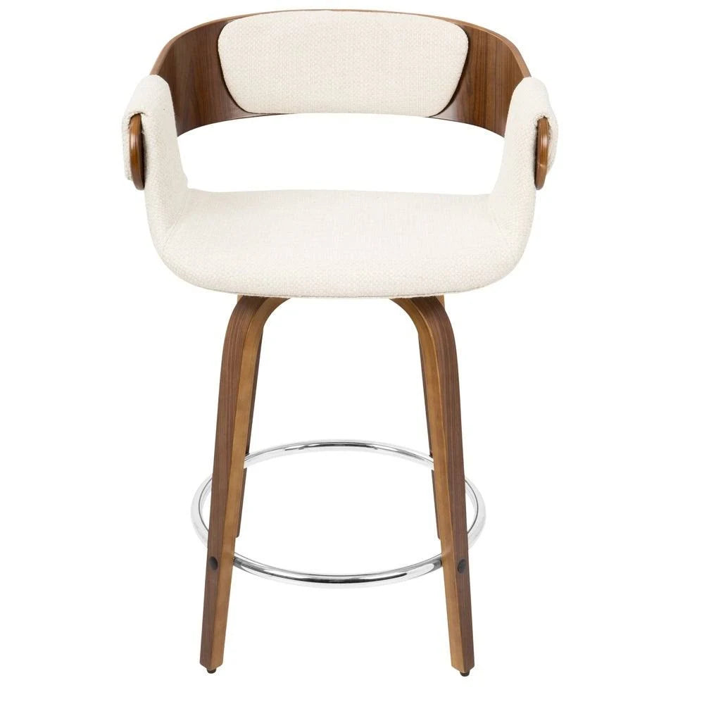 Set of 2 Counter Stool Cream Walnut C5695
