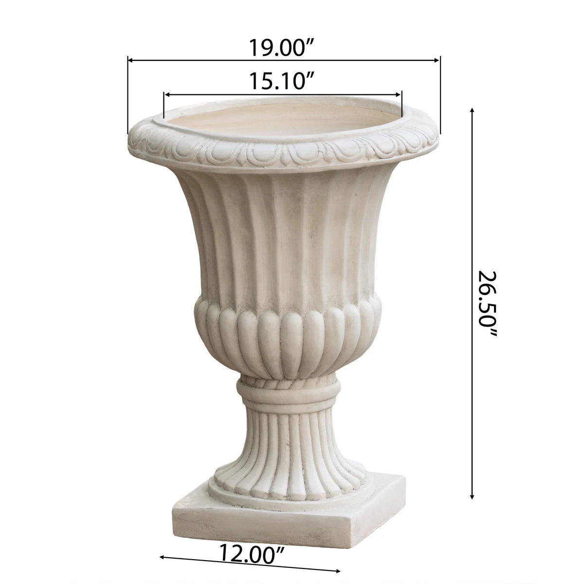 Antique White Concrete Urn Planter L393